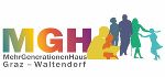 Grafik zeigt buntes Logo des MGH Graz-Waltendorf mit stilisierte Menschen, die Gemeinschaft symbolisieren.