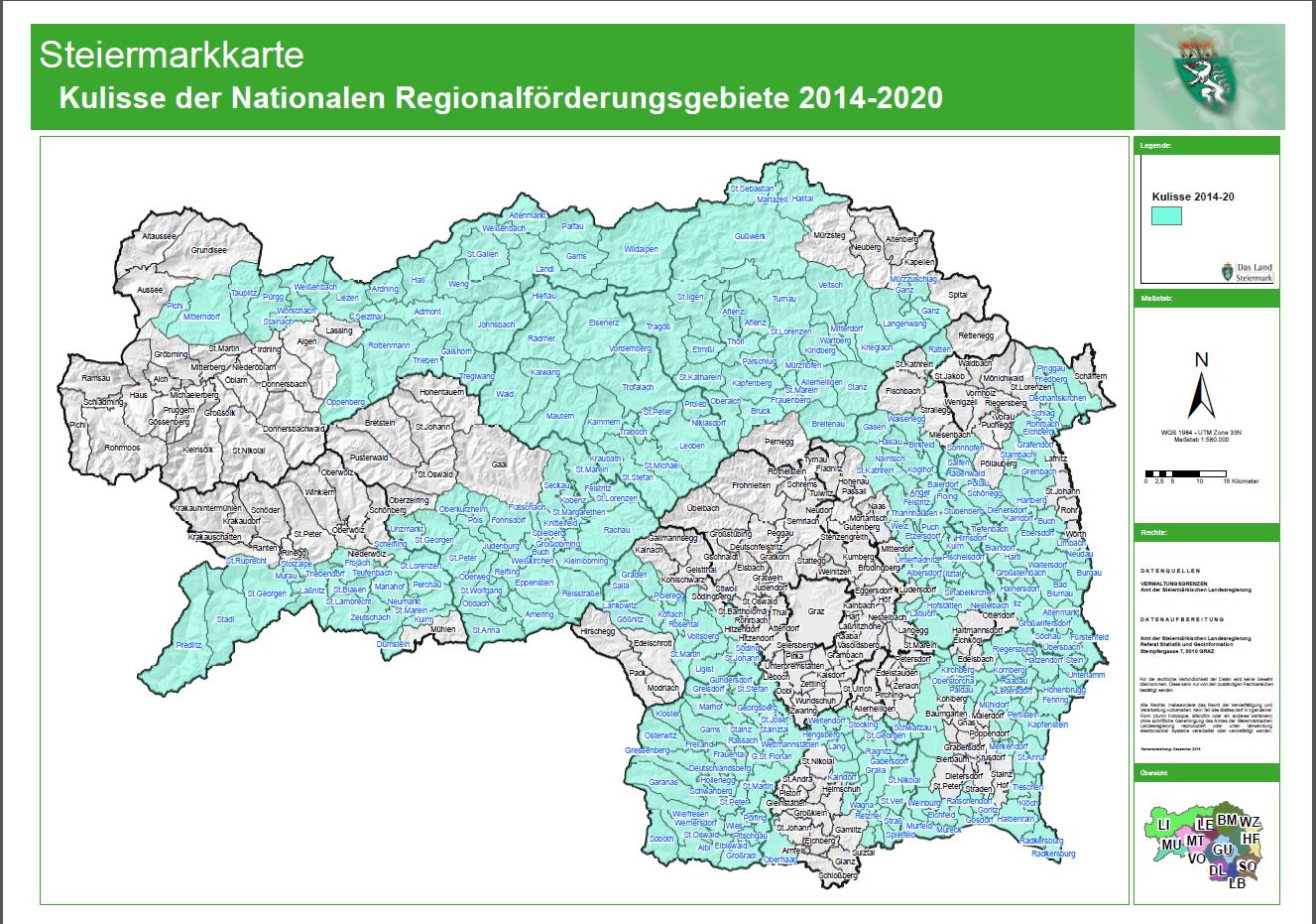 Nationale Regionalförderungsgebiete Steiermark 2014-2020 - Verwaltung
