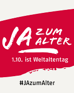 Flyer mit dem Text: Ja zum Alter, 1.10. ist Weltaltentag, +JazumAlter
