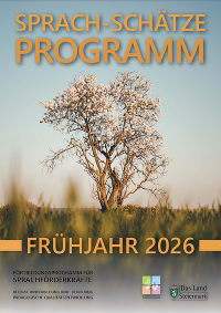 Titelbild des aktuellen Fortbildungsprogramms für Sprachförderkräfte