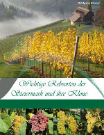 Abgebildet ist die Titelseite des Buches mit dem Titel "Wichtige Rebsorten der Steiermark und ihre Klone" von Ing. Wolfgang Renner.