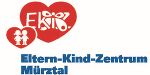 Logo des Eltern-Kind-Zentrums Mürztal: Rotes Herz mit Schriftzug und Symbolen für Eltern und Kind.