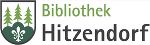 Logo der Bibliothek Hitzendorf: Wappen mit drei Tannen und Schriftzug.
