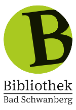 Logo der Bibliothek Bad Schwanberg: Grüner Kreis mit schwarzem 'B', darunter der Schriftzug 'Bibliothek Bad Schwanberg'.