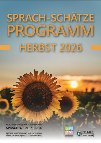 Titelbild des aktuellen Fortbildungsprogramms für Sprachförderkräfte