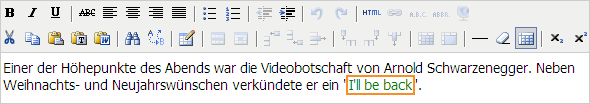 Screenshot: Hervorhebung der gekennzeichneten Textstelle
