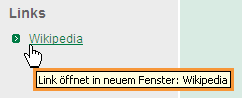 Screenshot: Automatischer Hinweistext auf der Webseite