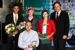 Mario Stecher, Thomas Frühwirt, Daniela Iraschko und Johanna Ernst (v. l.) mit LH Franz Voves