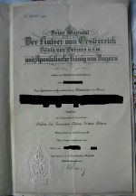 Verleihungsdekret Österreichisch-Kaiserliche Orden der Eisernen Krone 