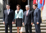 Milanovic, Bratusek, Faymann und Voves (v.l.) vor der Grazer Burg © ermark.at (Schüttbacher); bei Quellenangabe honorarfrei