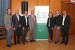 Bgm. Florian Plank, Univ.Prof. Dr. Jens Dangschat, Bgm. Mario Abl, 1.Vbgm. Maximilian Jägger, Landesrätin Bettina Vollath, Klubobfrau Barbara Eibinger, 1.Vbgm. Peter Koch © Stadt Leoben/Foto Freisinger