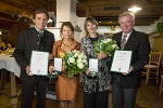 Landeshauptmann Franz Voves, Schauspielhaus-Intendantin Anna Badora, Intendantin der Oper Graz Elisabeth Sobotka und Landeshauptmann-Stellvertreter Hermann Schützenhöfer bei der Verleihung der Ehrenzeichen (v.l.). © steiermark.at/Scheriau