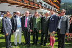 LH-Stv. Michael Schickhofer, Alpbach-Präs. Franz Fischler, LH Hermann Schützenhöfer, LR Christian Buchmann, VK a.D. Hannes Androsch, StS Harald Mahrer und Club Alpbach-Präs. Herwig Hösele (v.l.) beim Steirertreffen in Alpbach.