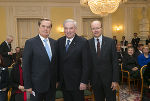 Doyen Rudi Roth, LH Hermann Schützenhöfer und Manfred Scaria beim Neujahrsempfang im Weißen Saal der Grazer Burg, v.l.