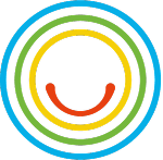 Logo in Form von bunten Kreis in einander 