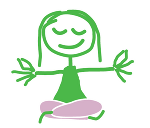 Zeichnung eines entspannten Menschens im Schneidersitz, Yogaposition  