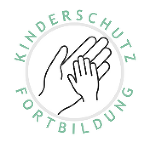 Das Icon, dass zukünftig Fortbildungen zum Kinderschutz kennzeichnet, zeigt eine große und darin liegend eine kleine Hand. 