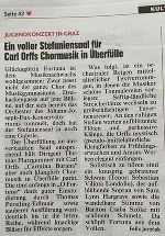Presseartikel Kronen Zeitung zu "Carmina Burana" © Kronen Zeitung