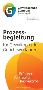 Vorderseite der Broschüre Prozessbegleitung von Gewaltopfern in Gerichtsverfahren
