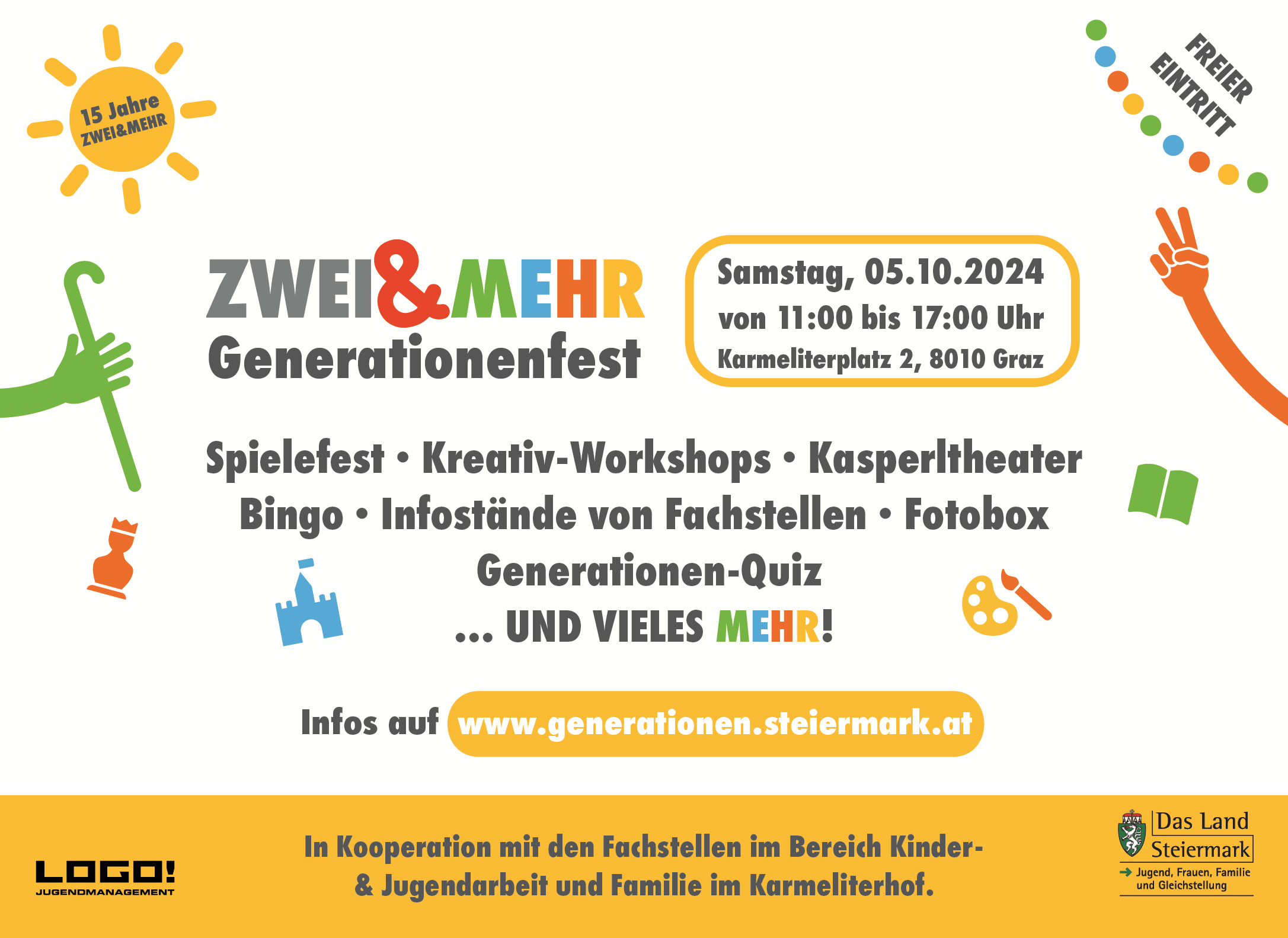 Einladung ZWEI & MEHR-Generationenfest am 05.10.2024 von 11.00 - 17.00 Uhr