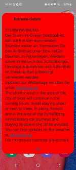 Sturmwarnung via Cellbroadcast  © Katastrophenschutz Steiermark