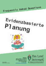Das Cover des FAQ zur Evidenzbasierten Planung. Es zeigt u.a. auch eine Comicfigur, die in Büchern blättert.