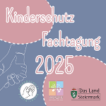 Das Cover der Einladung zur Fachtagung. Es zeigt Schriftzüge sowie rosarote und violette Hintergründe.