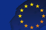 Die EU-Flagge und Europa im Hintergrund.