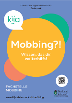 Großer, gelber Kreis mit weißer Schrift: Mobbing?! Wissen, das dir weiterhilft!