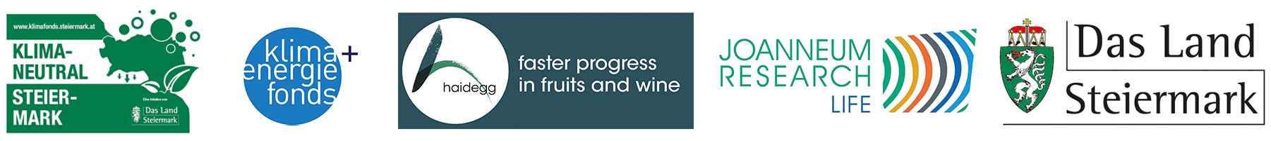Logos aller Projektpartner der AGRI PV; Klima- und Energiefonds, ecowind, Versuchsstation Obst- und Weinbau Haidegg, Joanneum Research, Das Land Steiermark